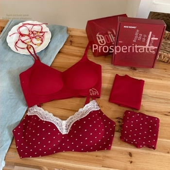 Set de lenjerie pentru femei, fără fir, decolteu adânc în V, sutien tip 3/4, cupe modelate: vârf subțire, bază groasă, material principal bumbac 95,4%