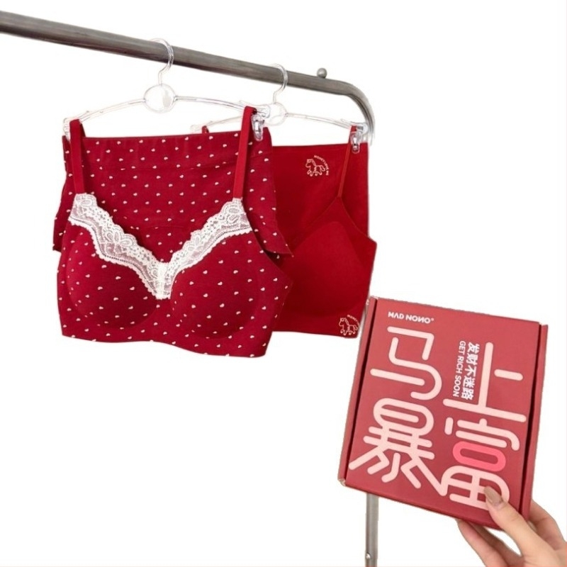 Set de lenjerie pentru femei, fără fir, decolteu adânc în V, sutien tip 3/4, cupe modelate: vârf subțire, bază groasă, material principal bumbac 95,4%