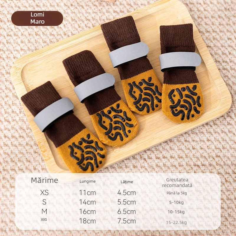 Șosete pentru câini cu picioare extinse, șosete antiderapante pentru interior, model: potrivire cromatică, bumbac, țesătură plată, relief