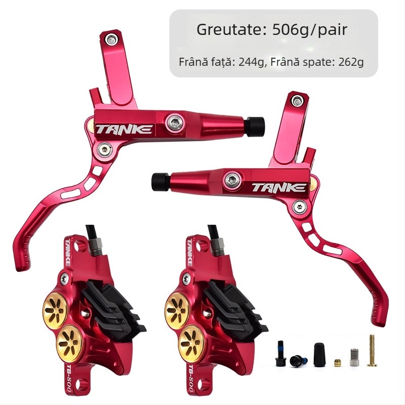Tank TB800 Caliper de frână hidraulic CNC-integrat din aluminiu pentru biciclete de munte și șosea, cu patru pistoane