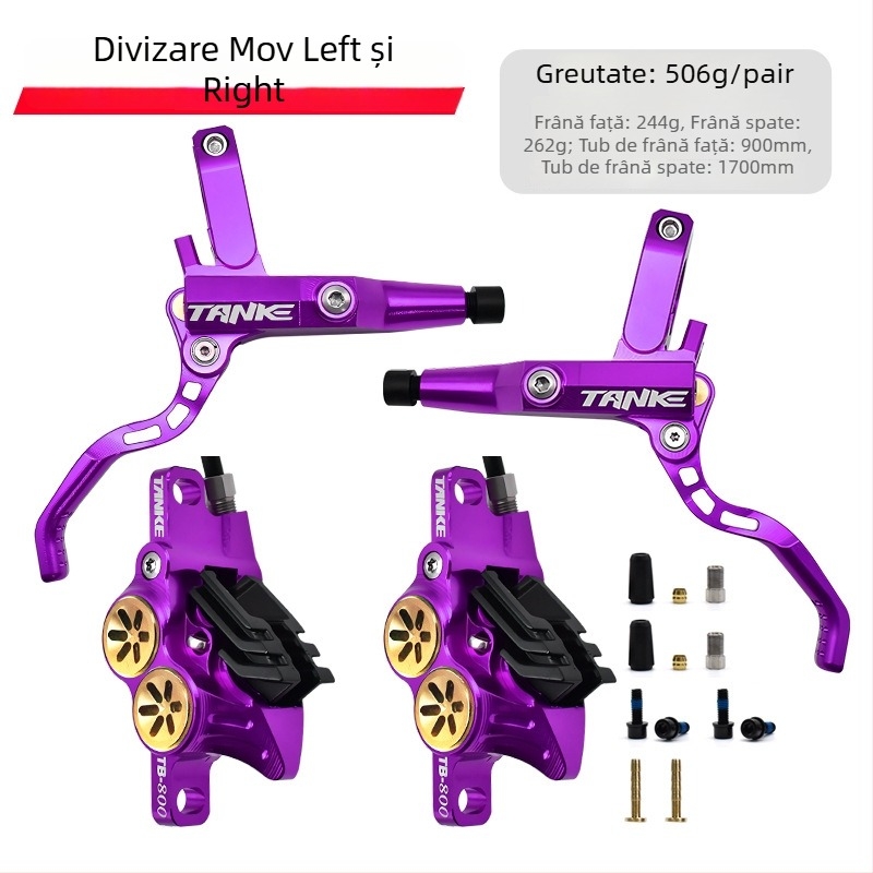 Tank TB800 Caliper de frână hidraulic CNC-integrat din aluminiu pentru biciclete de munte și șosea, cu patru pistoane