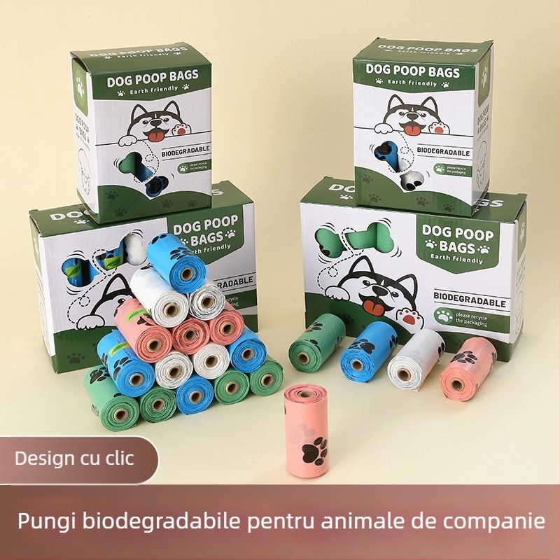 Kale pungi portabile pentru dejecțiile animalelor, pe role continue, groase, 12-24 role pe cutie