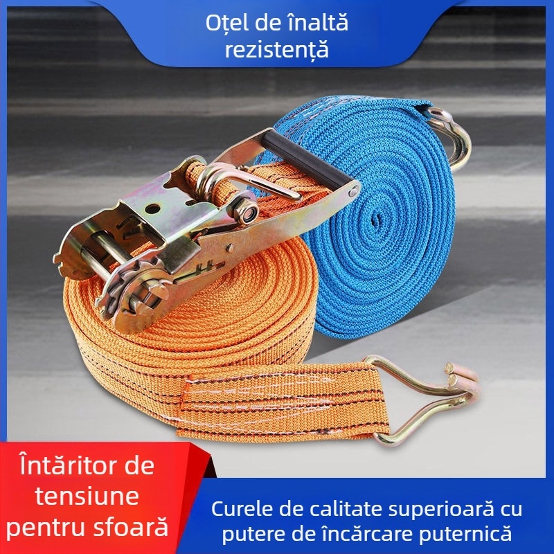 Curea de fixare a încărcăturii din poliester, 5 tone, cu mecanism de tensionare cu dinți și cârlige duble pentru autovehicule — Niu Baide Bundling Strap