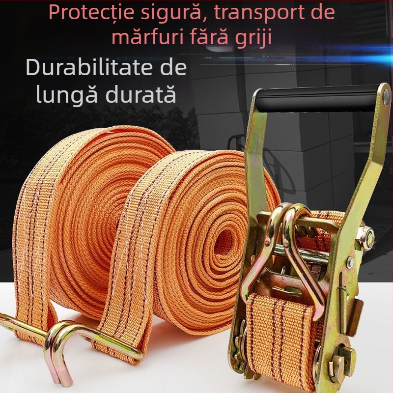 Curea de fixare a încărcăturii din poliester, 5 tone, cu mecanism de tensionare cu dinți și cârlige duble pentru autovehicule — Niu Baide Bundling Strap