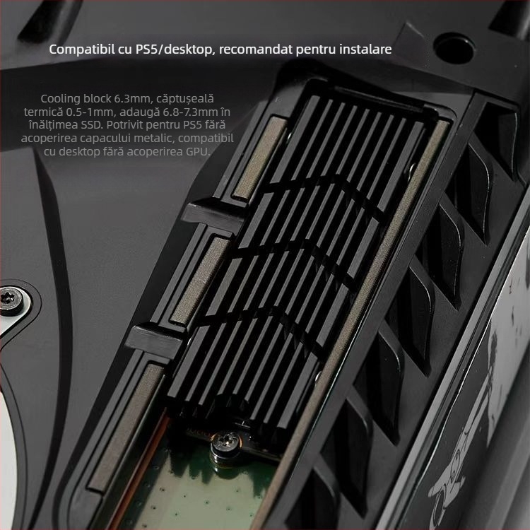 Cooler SSD M.2, aluminiu, 60 g, pentru unități M.2