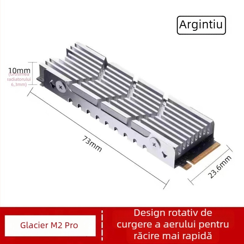 Cooler SSD M.2, aluminiu, 60 g, pentru unități M.2