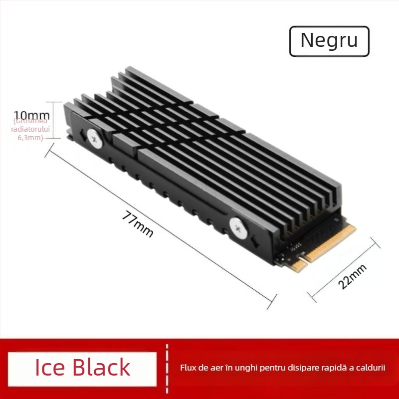 Cooler SSD M.2, aluminiu, 60 g, pentru unități M.2