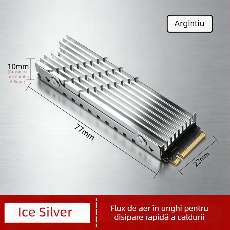 Cooler SSD M.2, aluminiu, 60 g, pentru unități M.2