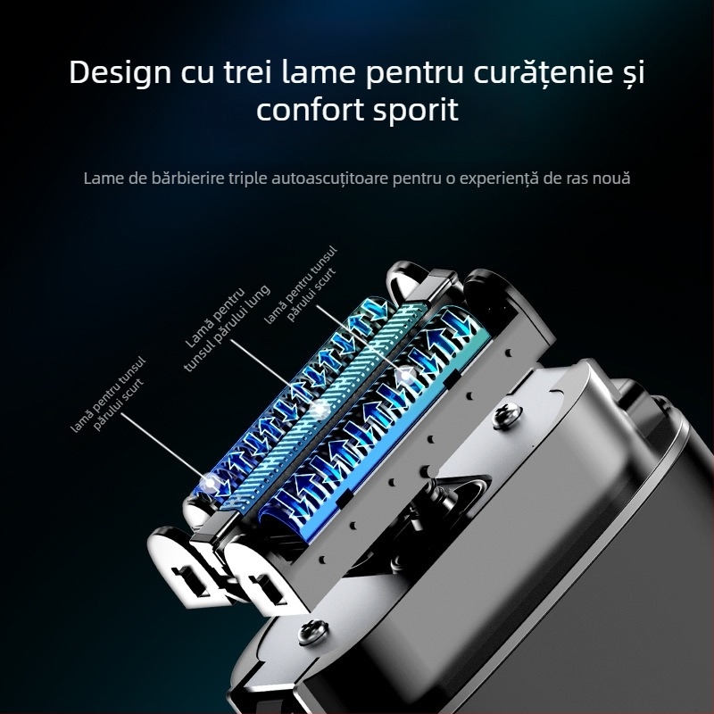 Phaeton aparat de ras electric, reîncărcabil pentru bărbați, cu lamă din aliaj de titan, cap de tăiere demontabil și lavabil, zgomot redus