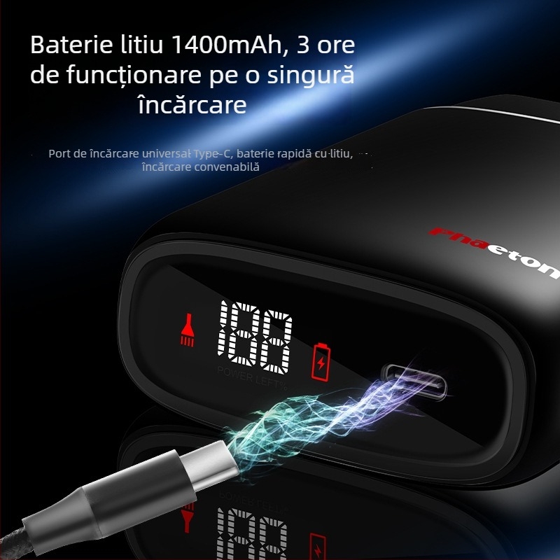 Phaeton aparat de ras electric, reîncărcabil pentru bărbați, cu lamă din aliaj de titan, cap de tăiere demontabil și lavabil, zgomot redus