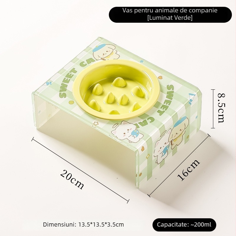 Vas ceramic pentru animale de companie cu alimentare lentă pentru câini și pisici, anti-sufocare, vas înalt pentru pisici