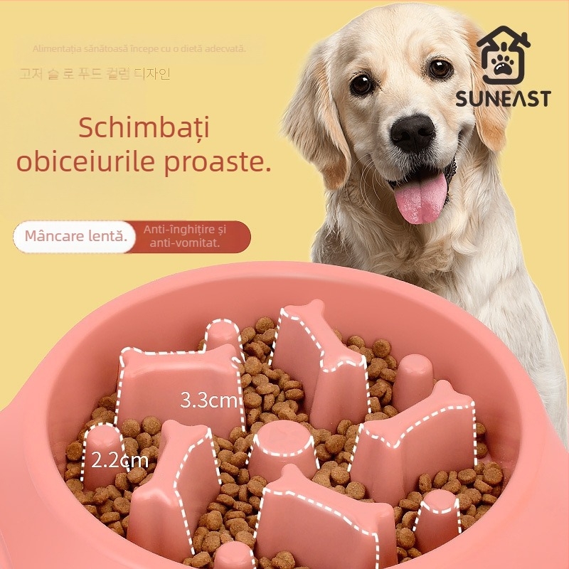 Bol pentru câine cu alimentație lentă, protecție anti-sufocare și anti-șoc, material PP, brand Pet Slow Food Bowl, cutie 120 buc., dimensiuni cutiei 46×42×41 cm