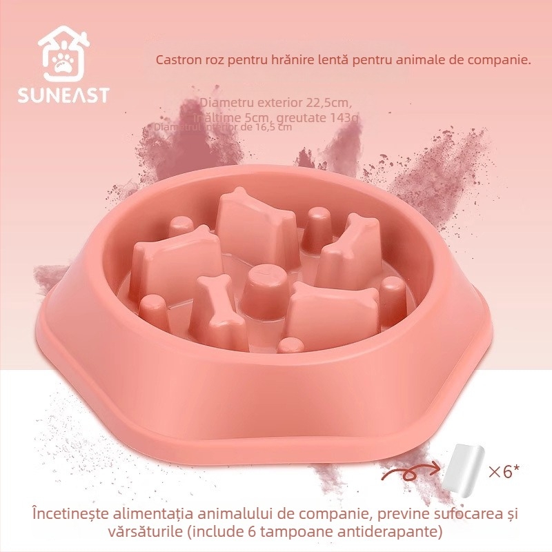 Bol pentru câine cu alimentație lentă, protecție anti-sufocare și anti-șoc, material PP, brand Pet Slow Food Bowl, cutie 120 buc., dimensiuni cutiei 46×42×41 cm
