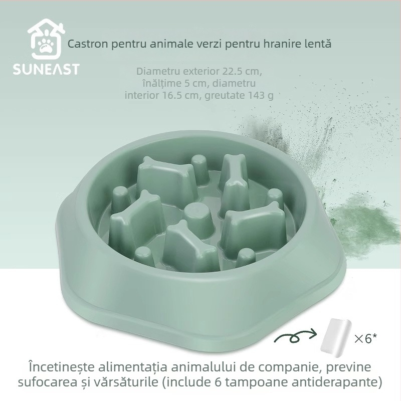 Bol pentru câine cu alimentație lentă, protecție anti-sufocare și anti-șoc, material PP, brand Pet Slow Food Bowl, cutie 120 buc., dimensiuni cutiei 46×42×41 cm