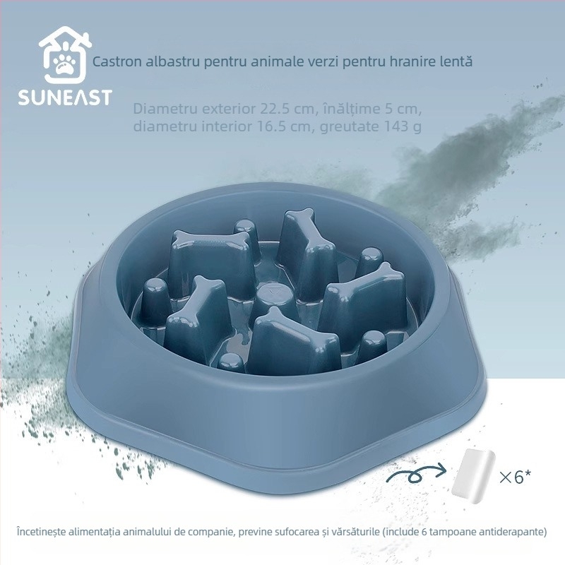 Bol pentru câine cu alimentație lentă, protecție anti-sufocare și anti-șoc, material PP, brand Pet Slow Food Bowl, cutie 120 buc., dimensiuni cutiei 46×42×41 cm