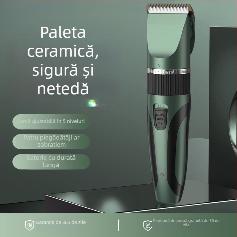 Mașină de tuns păr cu lamă ceramică, curățare fără apă, pentru animale de companie