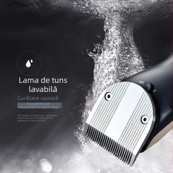 Hennett 608 Mașină de tuns păr, reîncărcabilă, impermeabilă și spălabilă pe întreg corpul, motor cu perii, lamă din aliaj de titan, autonomie 8–12 ore