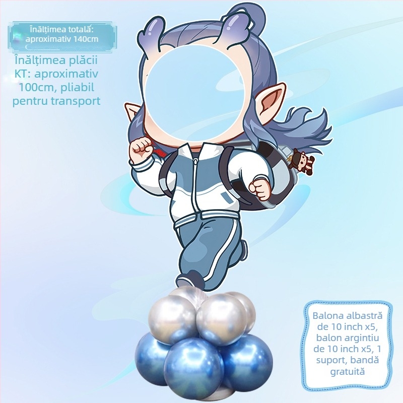 Decor de scenă pentru petrecerea de ziua de naștere cu Nezha, Ao Bing și Taiyi Zhenren – figurine pe plăci KT și baloane (Material: plastic; Import: Nu; IP: Nu; Destinat evenimentelor sportive)