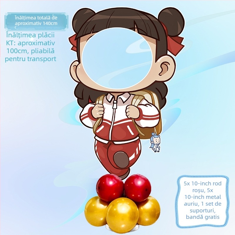 Decor de scenă pentru petrecerea de ziua de naștere cu Nezha, Ao Bing și Taiyi Zhenren – figurine pe plăci KT și baloane (Material: plastic; Import: Nu; IP: Nu; Destinat evenimentelor sportive)