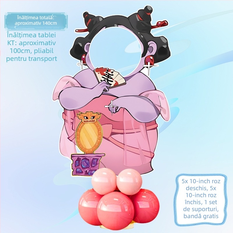 Decor de scenă pentru petrecerea de ziua de naștere cu Nezha, Ao Bing și Taiyi Zhenren – figurine pe plăci KT și baloane (Material: plastic; Import: Nu; IP: Nu; Destinat evenimentelor sportive)