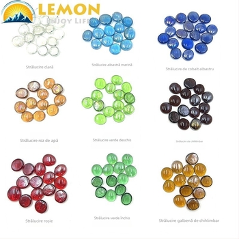 Perle plate din sticlă, colorate amestecate, sticlă sodă-lime, turnare, acoperire colorată, pentru decor la sobe și peisaje mini în acvariu