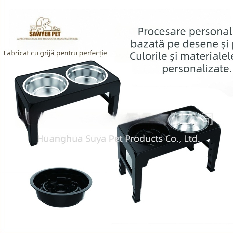 Bol pentru animale de companie personalizat: ABS, suport înălțat reglabil, bol dublu pentru câini mari, design pliabil