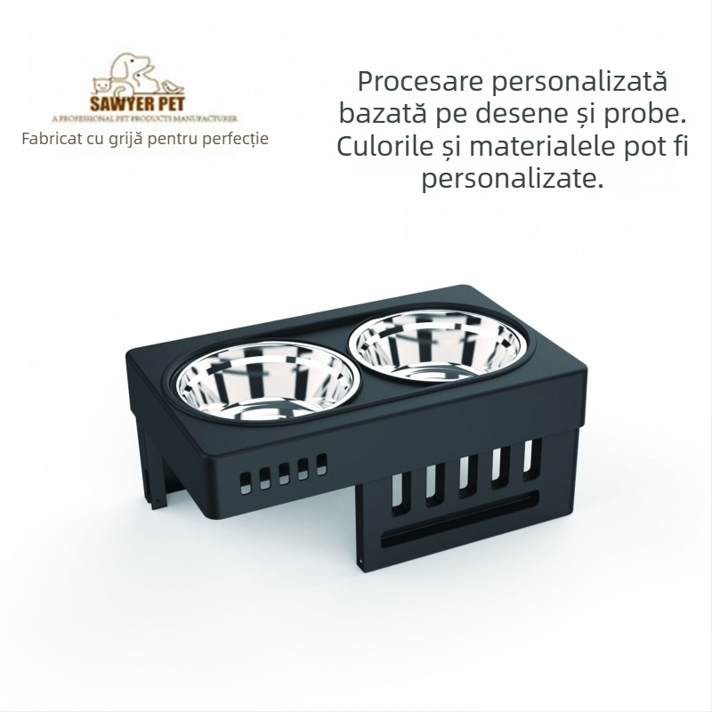 Bol pentru animale de companie personalizat: ABS, suport înălțat reglabil, bol dublu pentru câini mari, design pliabil