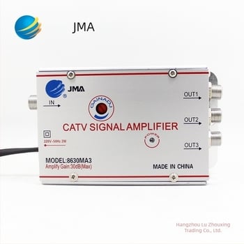 Amplificator de semnal TV prin cablu cu splitter analog 1 la 2 pentru semnale terestre (analog-digital, distribuție cu două căi)