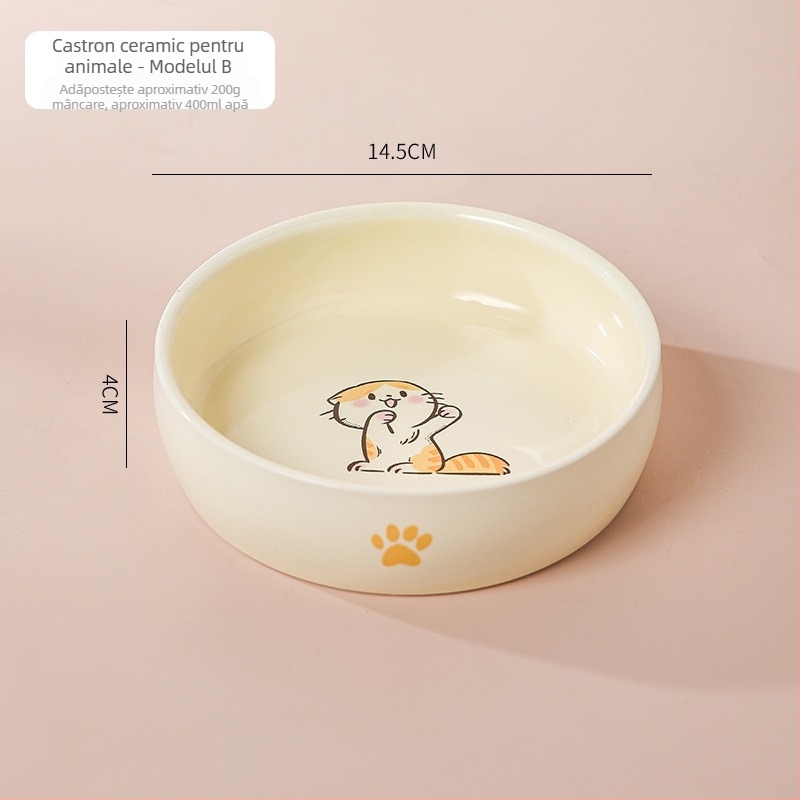 Bol ceramic pentru pisica, destinat hranei pentru animale