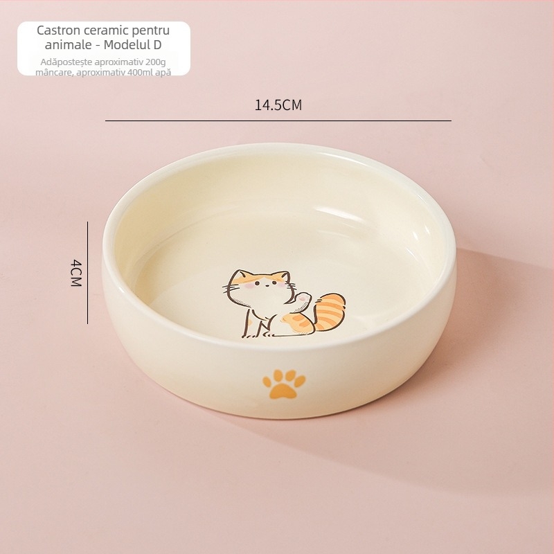 Bol ceramic pentru pisica, destinat hranei pentru animale