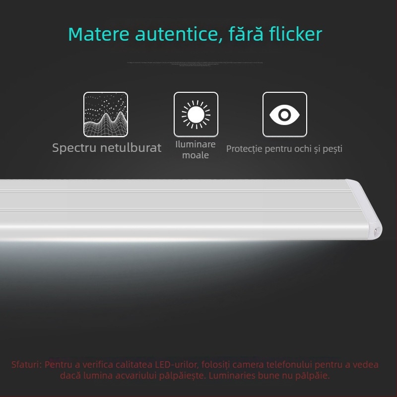 Iluminare LED pentru acvariu cu suport pliabil, construcție din plastic, putere 5W–16W, greutate 400 g, brand Serin