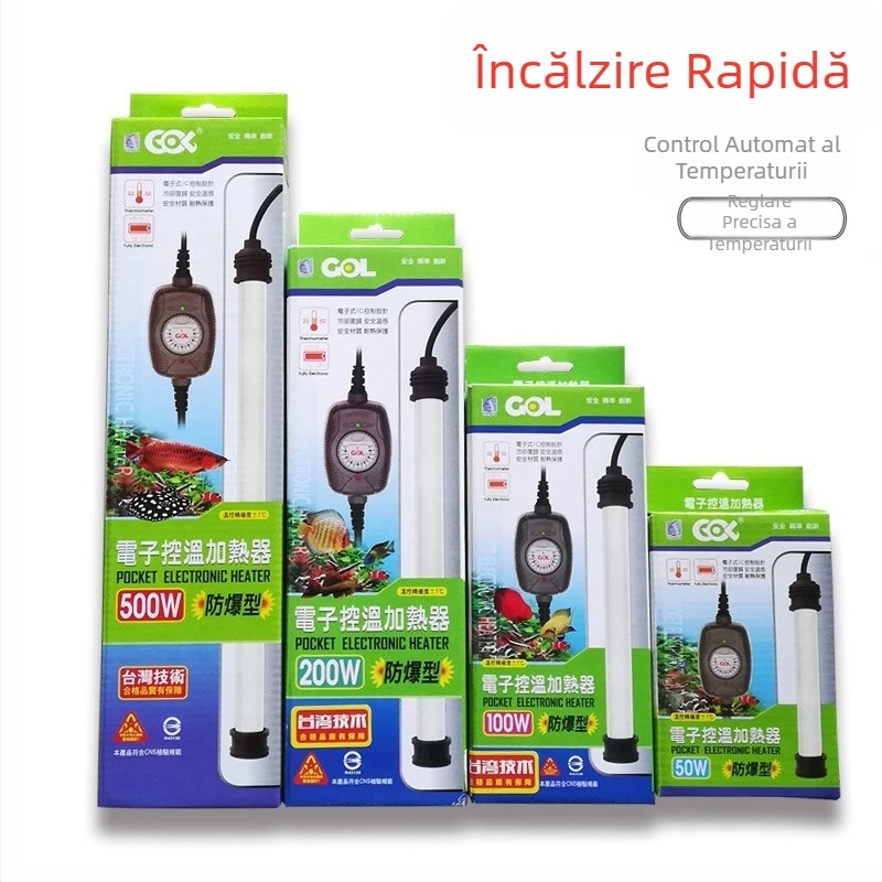 Bară de încălzire pentru țestoase cu control al temperaturii constante, sticlă de cuarț, 25–500W, 1kg, brand Taiwan GOL