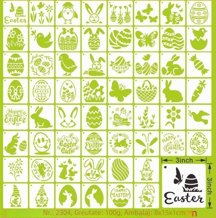 PET Șablon pentru Pictură Decupată, pentru Pandantiv Ou de Paște (Material: PET; Import: Nu; IP: Nu; Etichetă Privată Licențiată: Nu)