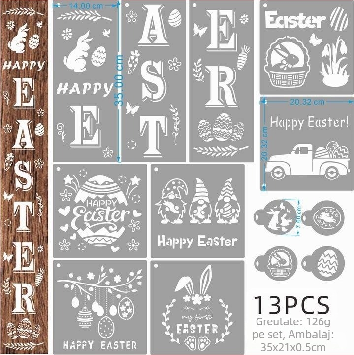 PET Șablon pentru Pictură Decupată, pentru Pandantiv Ou de Paște (Material: PET; Import: Nu; IP: Nu; Etichetă Privată Licențiată: Nu)