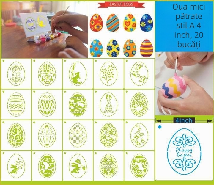 PET Șablon pentru Pictură Decupată, pentru Pandantiv Ou de Paște (Material: PET; Import: Nu; IP: Nu; Etichetă Privată Licențiată: Nu)