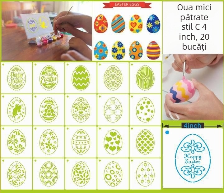 PET Șablon pentru Pictură Decupată, pentru Pandantiv Ou de Paște (Material: PET; Import: Nu; IP: Nu; Etichetă Privată Licențiată: Nu)