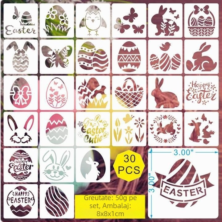 PET Șablon pentru Pictură Decupată, pentru Pandantiv Ou de Paște (Material: PET; Import: Nu; IP: Nu; Etichetă Privată Licențiată: Nu)