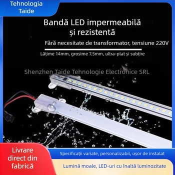 Bară LED rigidă de iluminat 220V (intrare 220V, 72–144 LED, bară LED de înaltă tensiune 2835, unghi fascicul 120°, placă din aluminiu)