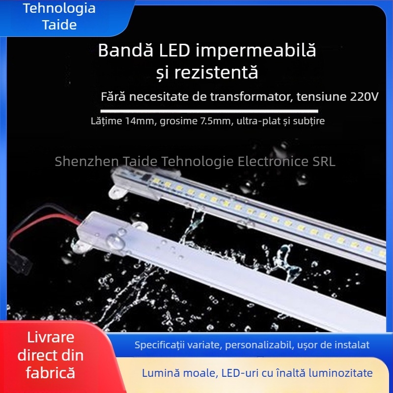 Bară LED rigidă de iluminat 220V (intrare 220V, 72–144 LED, bară LED de înaltă tensiune 2835, unghi fascicul 120°, placă din aluminiu)