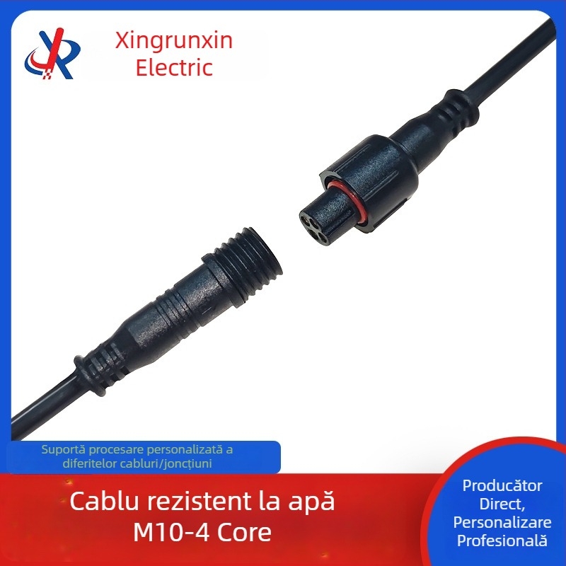 Conector impermeabil M10, 4 pini, de la femelă la masculin, priză LED pentru alimentarea echipamentelor de piscină