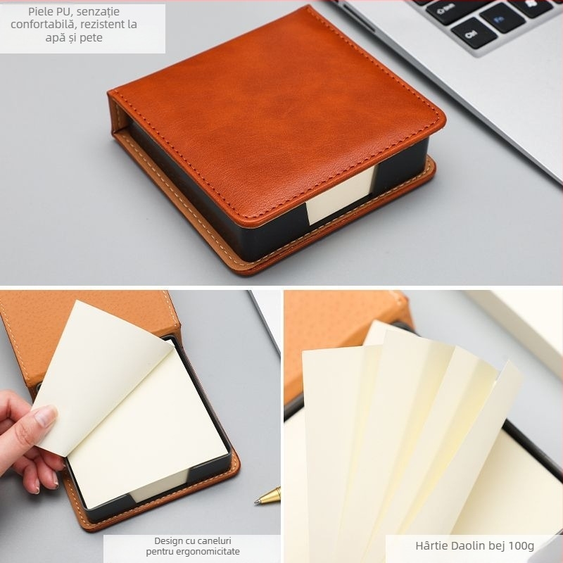 Cutie de depozitare pentru Post-it — PU piele imitata și acrilic, formă bloc de hârtie, organizator de birou Zhuorui Stationery