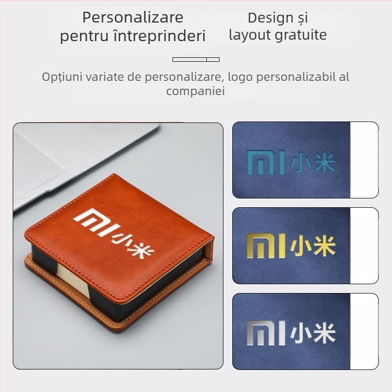 Cutie de depozitare pentru Post-it — PU piele imitata și acrilic, formă bloc de hârtie, organizator de birou Zhuorui Stationery