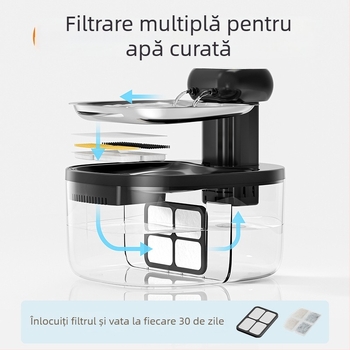 Dispenser de apă pentru pisici cu temperatură constantă, încălzire ciclică, separare apă-electricitate, oțel inoxidabil; detașabil
