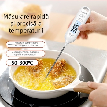 Termometru de bucătărie pentru alimente cu sondă – precizie înaltă pentru măsurarea temperaturii apei și a uleiului, pentru gătit și coacere