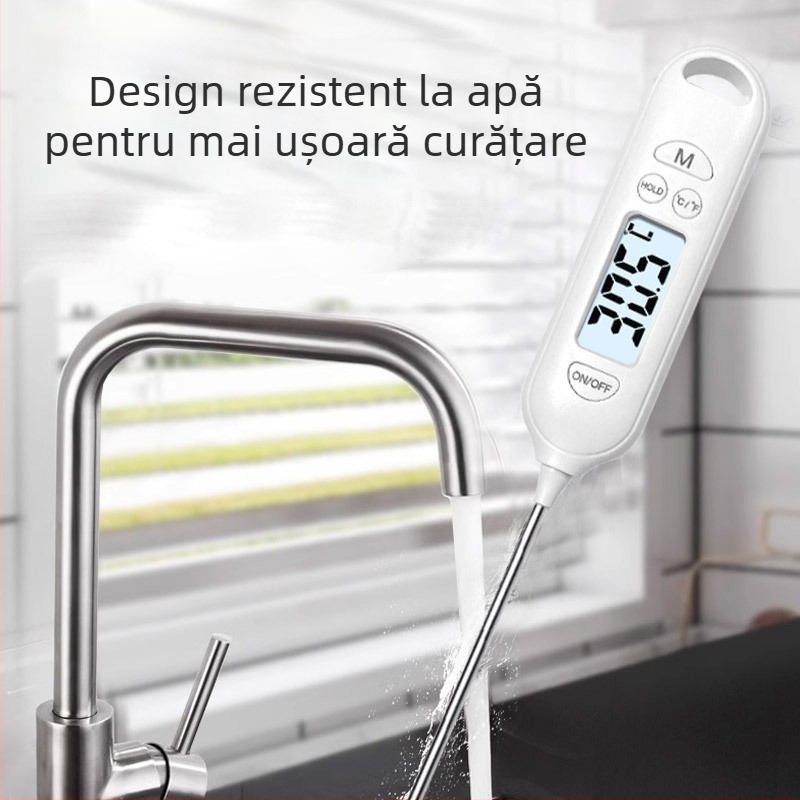 Termometru de bucătărie pentru alimente cu sondă – precizie înaltă pentru măsurarea temperaturii apei și a uleiului, pentru gătit și coacere