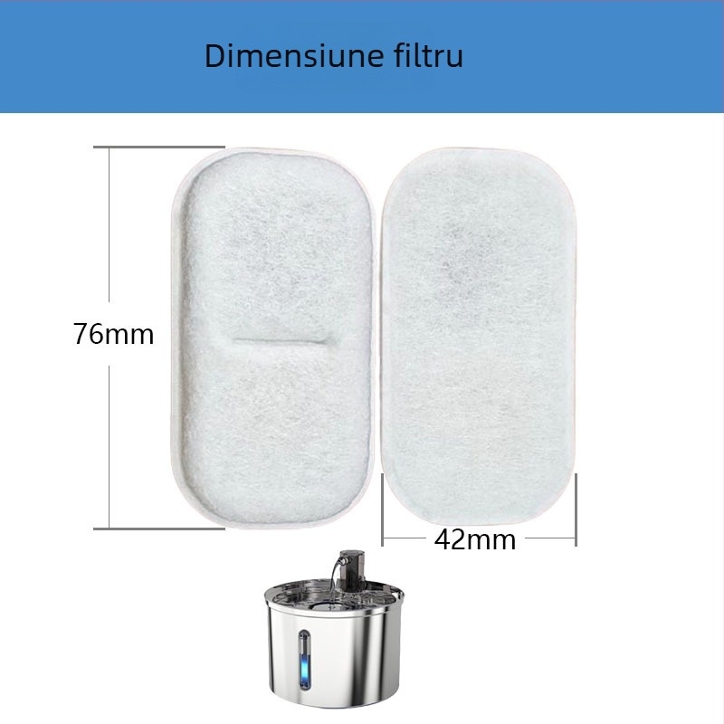 FT66 Duzator apă pentru animale de companie din oțel inoxidabil cu elemente de filtrare – conține 4 filtre și 2 bureți, pentru pisici