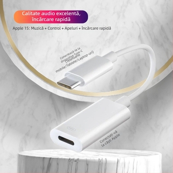 Adaptor pentru căști, model 15, compatibil cu seria Apple 15