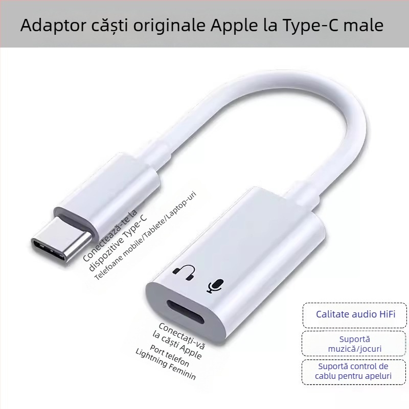 Adaptor pentru căști, model 15, compatibil cu seria Apple 15