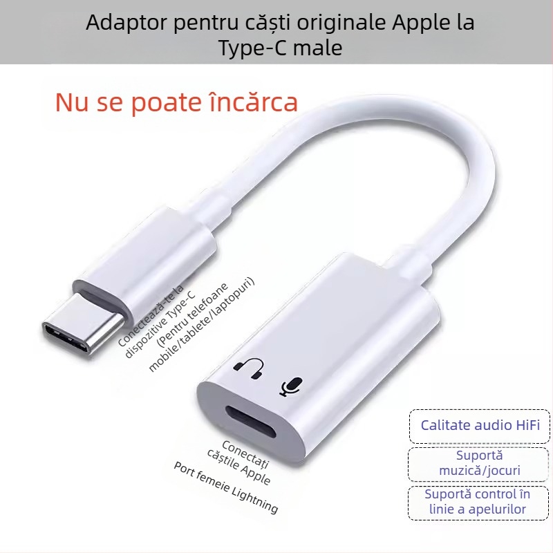 Adaptor pentru căști, model 15, compatibil cu seria Apple 15