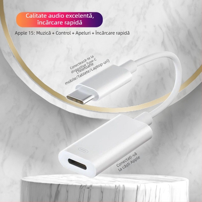Adaptor pentru căști, model 15, compatibil cu seria Apple 15